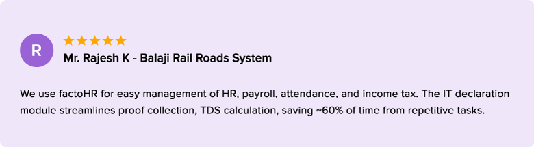 Mr. Rajesh K, Balaji Rail Road System - Client Review