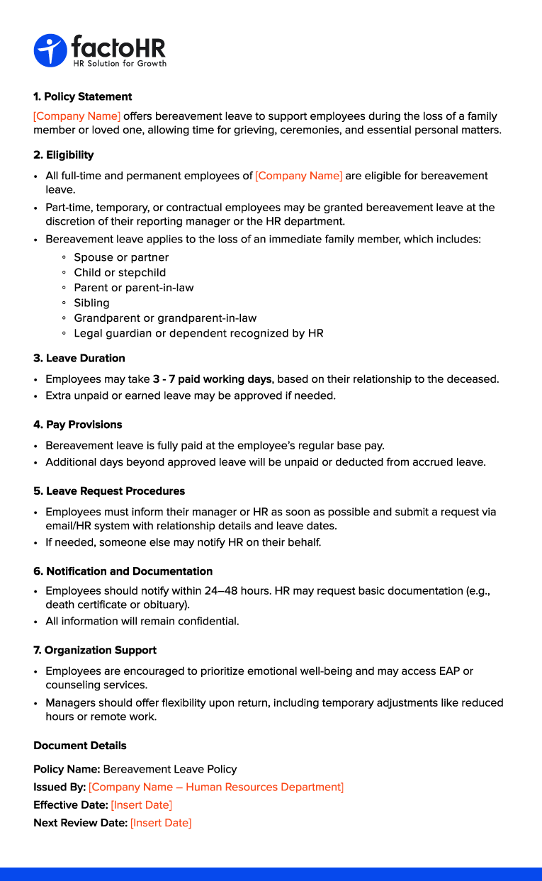 Bereavement Leave Policy