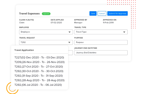 expense against travel in travel management system