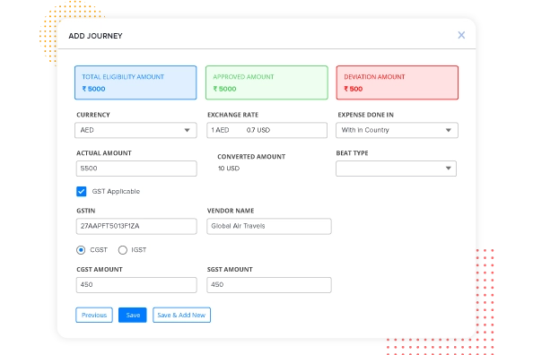 flexibility feature in expense software