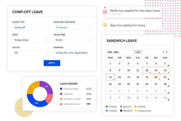 Leave Management System Feature - Comp Off, Leave Details, Sandwich leave